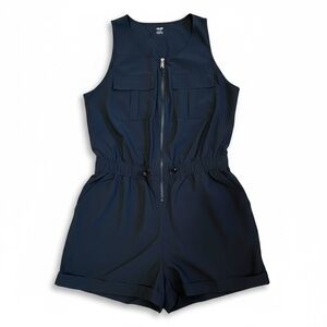 Avia Romper Women M Black Zip Pockets Elastic Waist Sleeveless Casual Athleisure